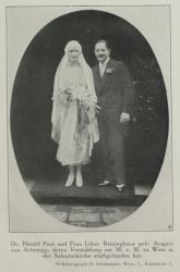 Reininghaus, Harald Paul und Auspitz-Artenegg, Lilian bei ihrer Hochzeit am 20.1.1927