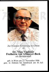 Allmayer-Beck, Dr. Max Vladimir Freiherr von
