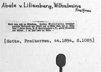 Abele von Lilienberg, Wilhelmine Freifrau