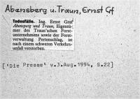 Abensperg und Traun, Ernst Graf von