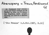 Abensperg und Traun, Ferdinand Graf