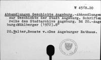 Abhandlungen Geschichte Augsburg [W-4518.20]
