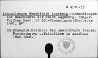 Abhandlungen Geschichte Augsburg [W-4518.33]