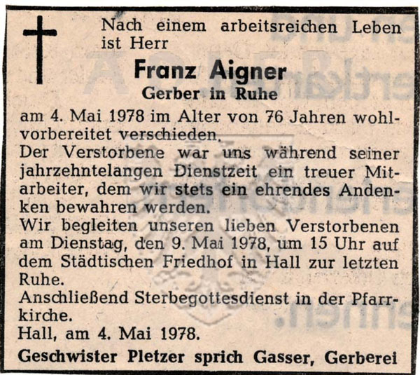 Aigner, Franz, +03 MAY 1978 (76)