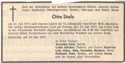 Todesanzeige Otto Stolz