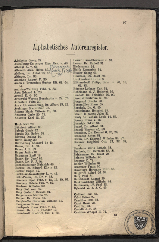 Katalog der Bibliothek 1931 / p097