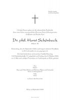 Schönbeck, Hofrat Dr. phil. Horst Julius Josef