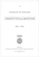 ADLER-Bibliothek: Die k.u.k. Oberststallmeister (1562-1883)