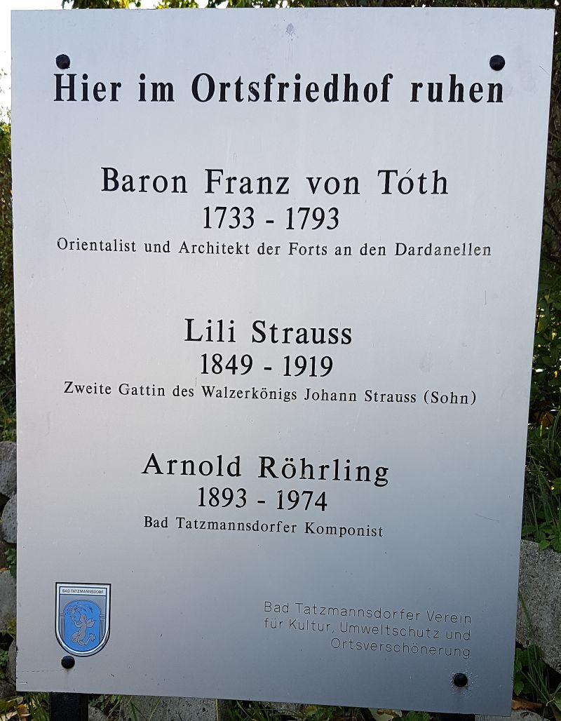 Prominente Gräber: Toth; Strauss; Röhrling