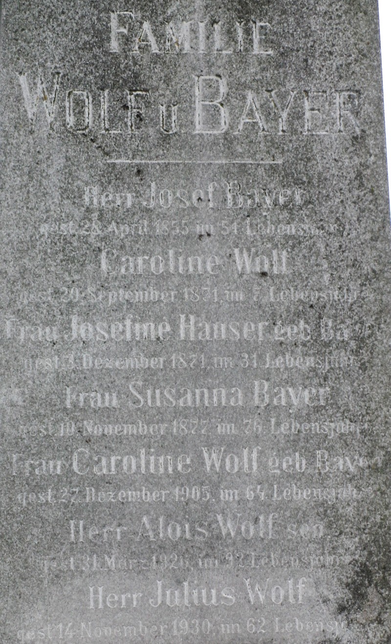 Wolf; Bayer; Hauser geb. Bayer; Wolf geb. Bayer
