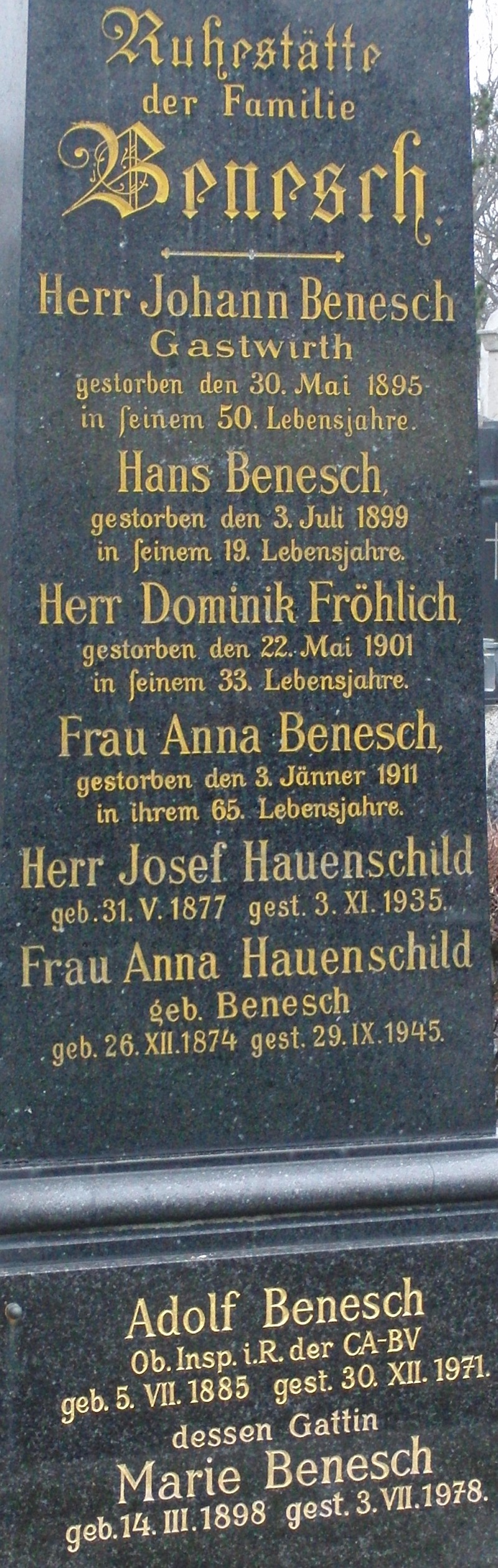 Benesch; Fröhlich; Hauenschild; Hauenschild geb. Benesch