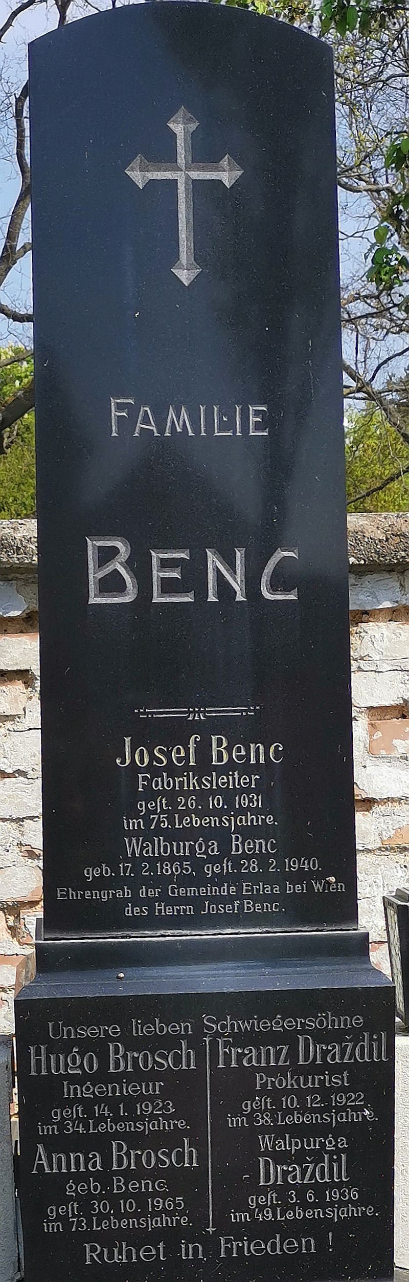 Benc; Brosch; Brosch geb. Benc; Drazdil; Linek