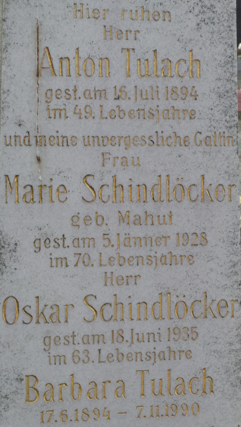 Tulach; Schindlöcker geb. Mahut; Schindlöcker; Tulach