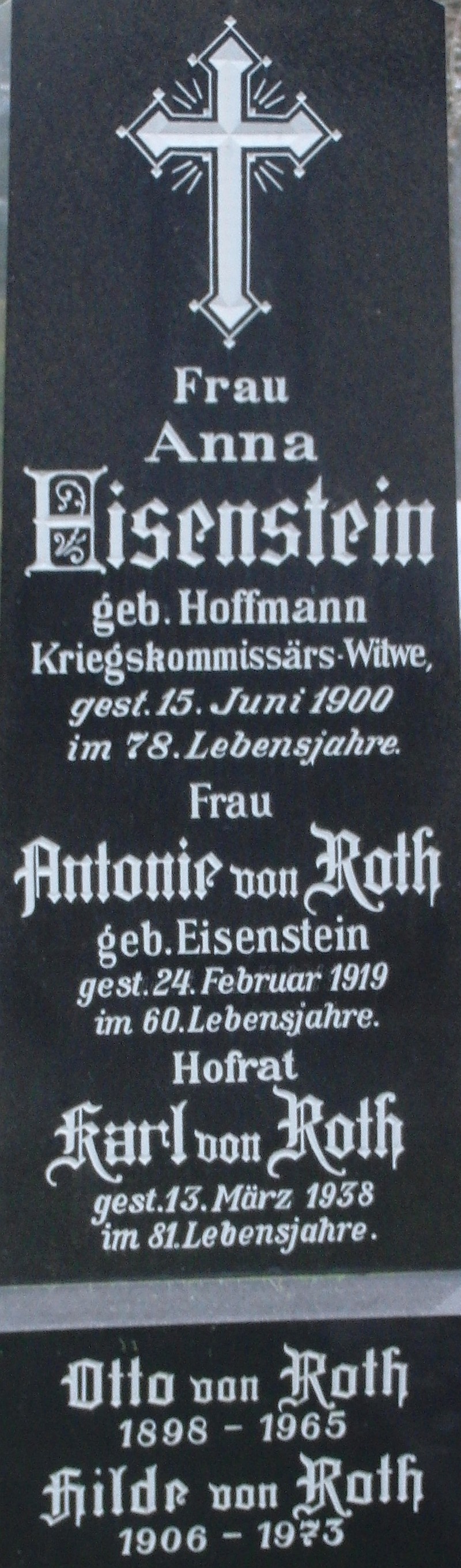 Eisenstein geb. Hoffmann; von Roth; von Roth geb. Eisenstein