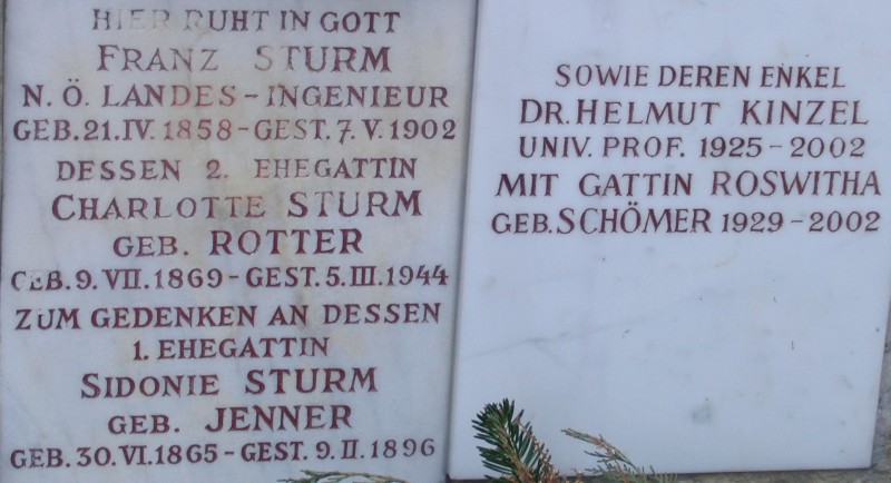 Sturm; Sturm geb. Rotter; Sturm geb. Jenner; Kinzel; Kinzel geb. Schömer