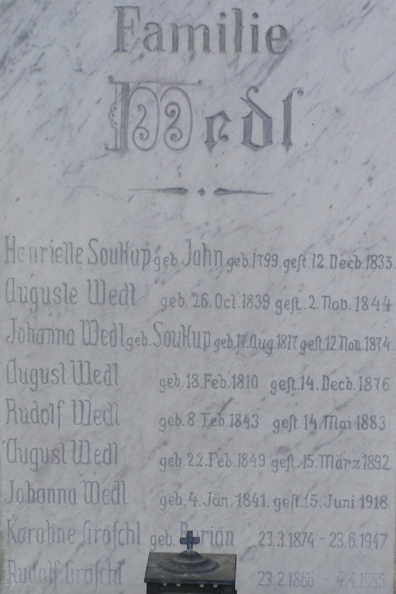 Wedl; Gröschl; Soukup geb. Jahn; Gröschl geb. Burian; Wedl geb. Soukup