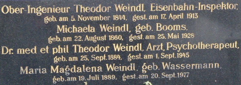Weindl; Weindl geb. Booms; Weindl geb. Wassermann
