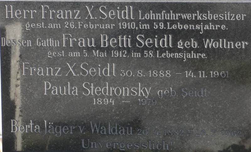 Seidl; Seidl geb. Wollner; Stedronsky geb. Seidl; Jäger von Waldau