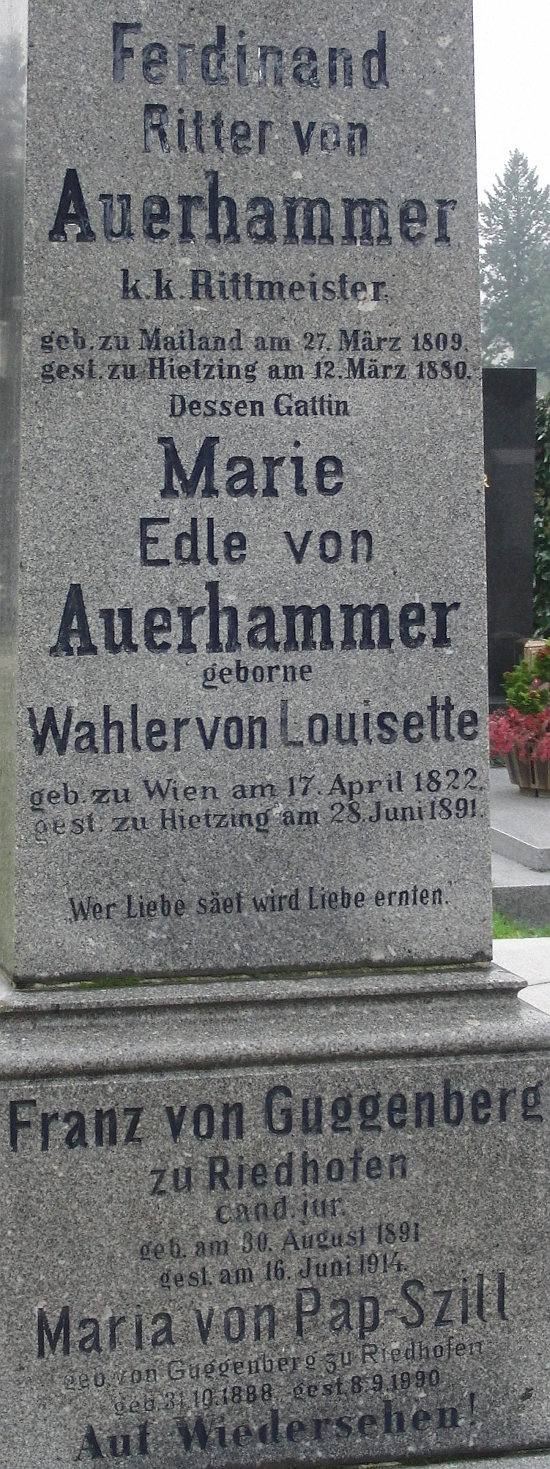 von Auerhammer; von Auerhammer geb. Wahler von Louisette; von Guggenberg zu Riedhofen; von Pap-Szill geb. von Guggenberg zu Riedhofen