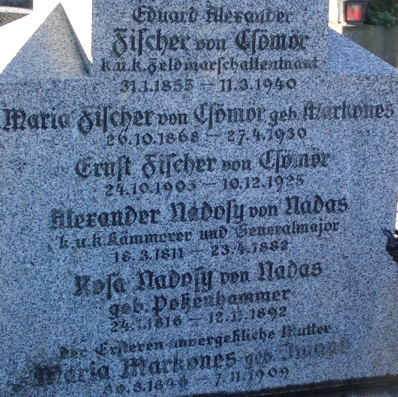 Fischer von Csömör; Fischer von Csömör geb. Markones; Nadosy von Nadas; Nadosy von Nadas geb. Poßenhammer; Markones geb. Iwan