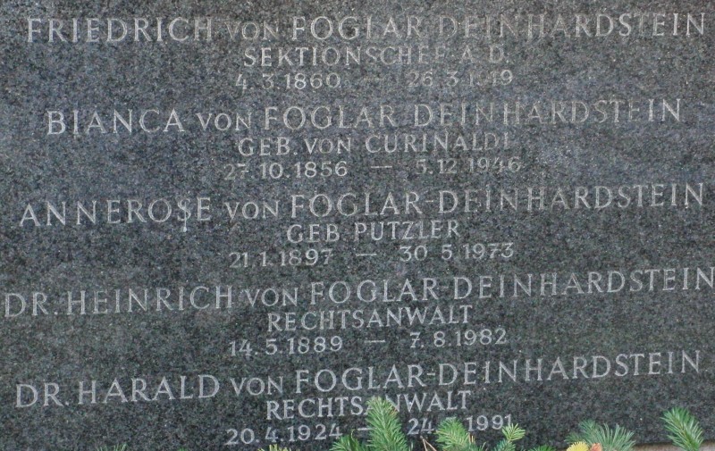 von Foglar-Deinhardstein; von Foglar-Deinhardstein geb. von Curinaldi; von Foglar-Deinhardstein geb. Putzler