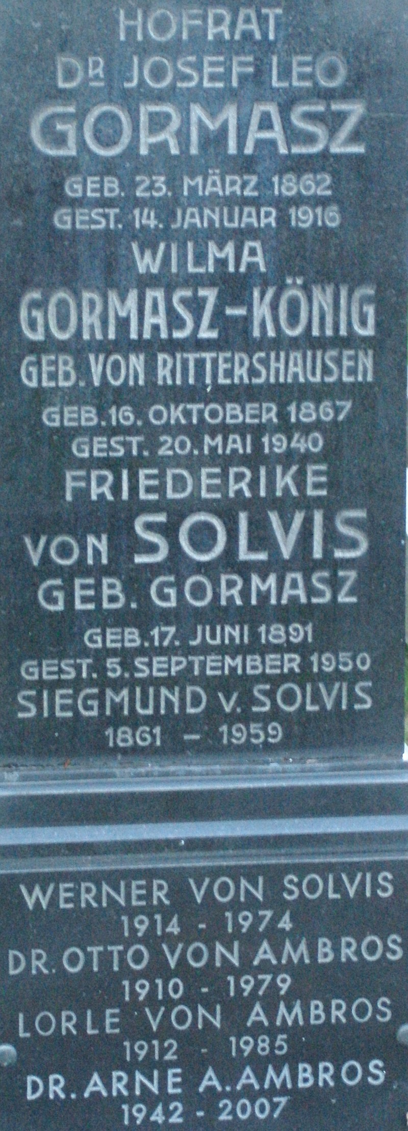 Gormasz; Gormasz-König; Rittershausen; Solvis; Ambros