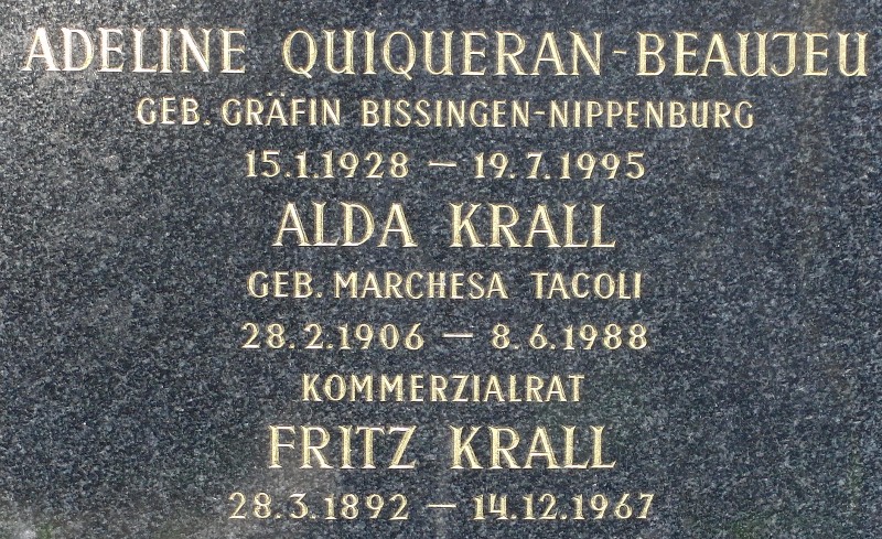 Krall; Krall geb. von Tacoli; Quiqueran-Beaujeu geb. von Bissingen-Nippenburg