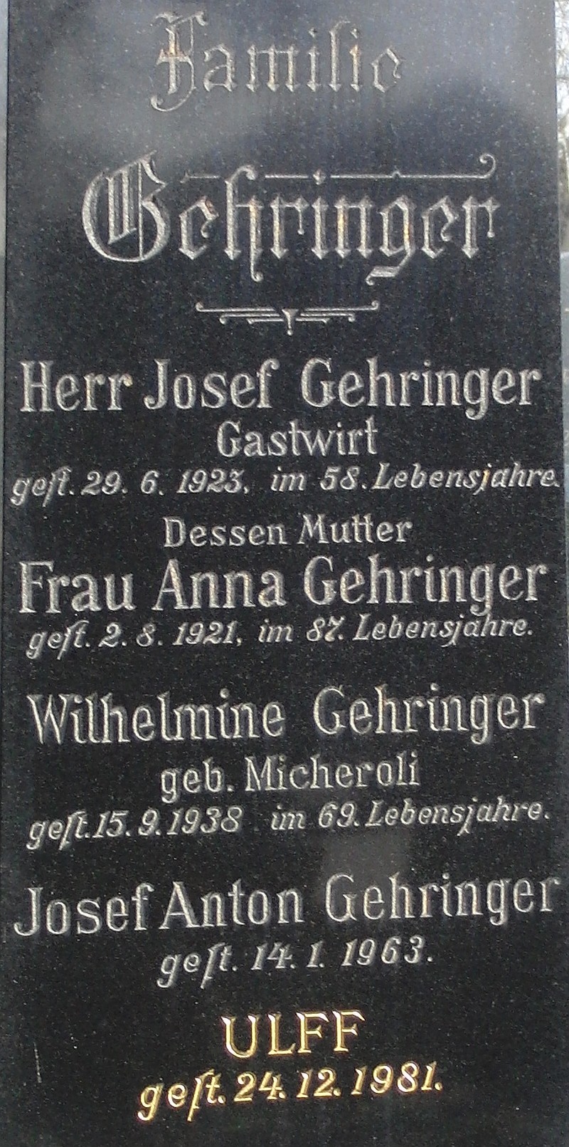 Gehringer; Gehringer geb. Micheroli