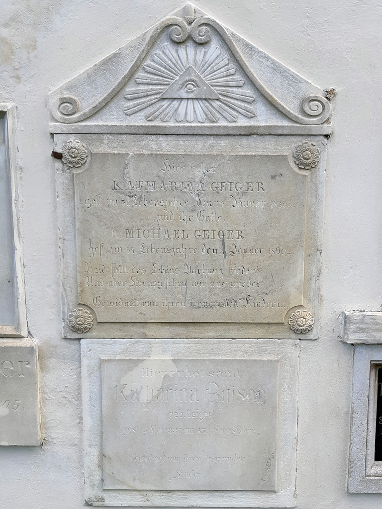obere Tafel: Geiger / untere Tafel: Buison; Geiger