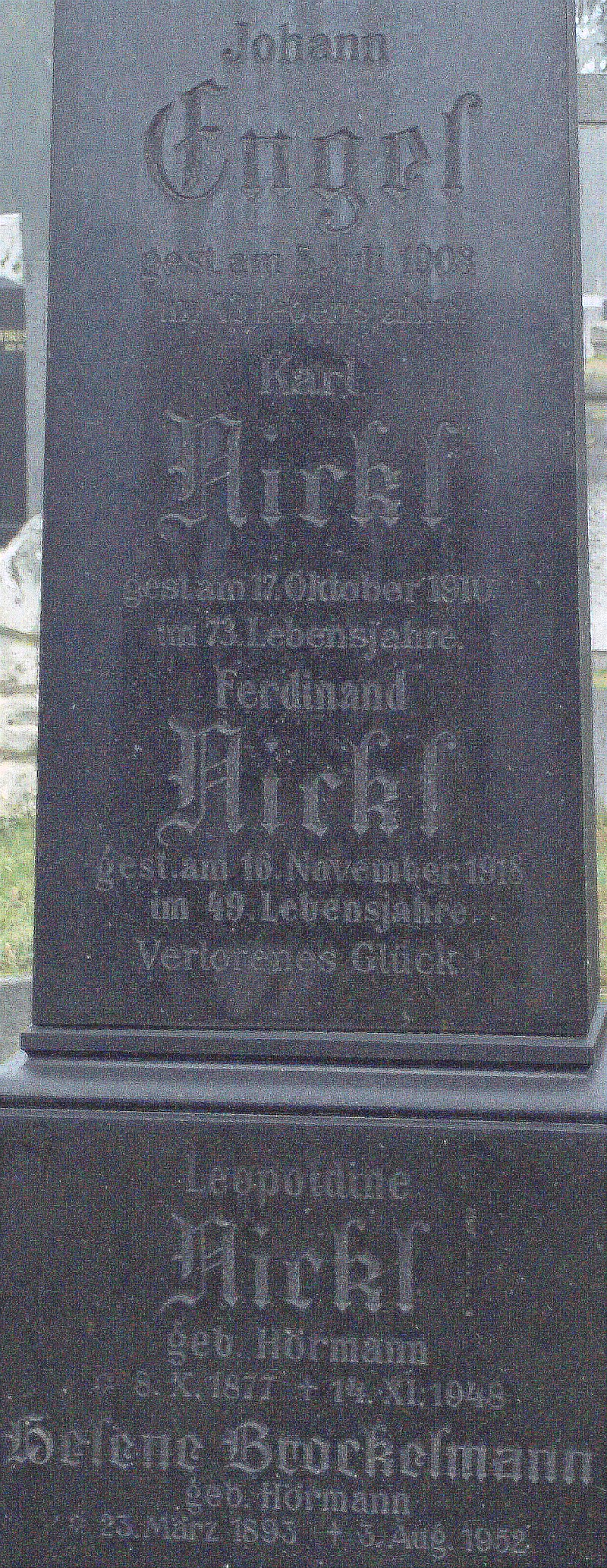 Engel; Nickl; Nickl geb. Hörmann; Brockelmann geb. Hörmann