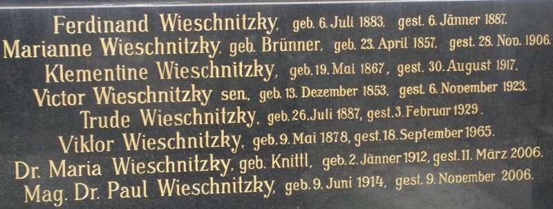 Wieschnitzky; Wieschnitzky geb. Brünner; Wieschnitzky geb. Knittel