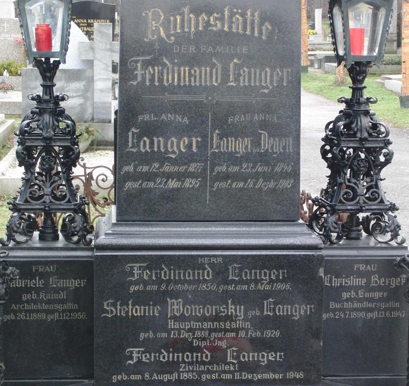 Langer; Berger geb. Langer; Langer geb. Degen; Langer geb. Kaindl; Woworsky geb. Langer