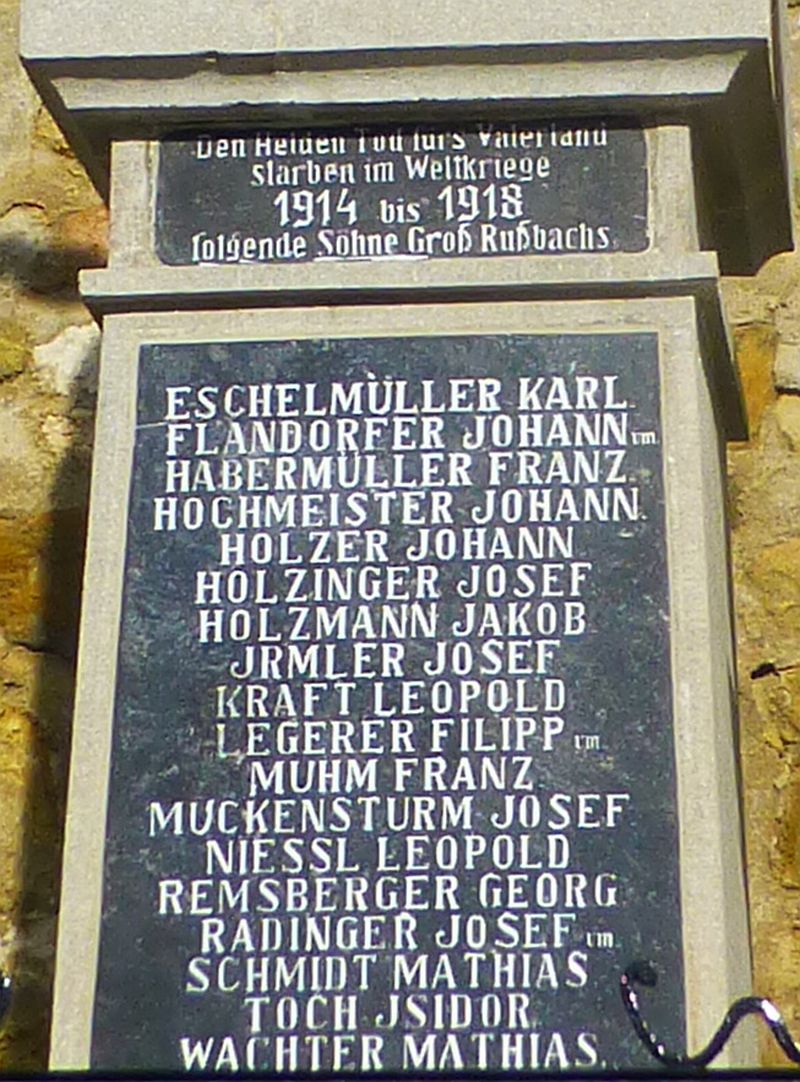Kriegerdenkmal; Kriegstote 1.WK