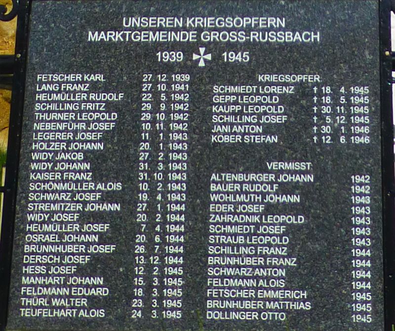 Kriegerdenkmal; Kriegstote 2.WK