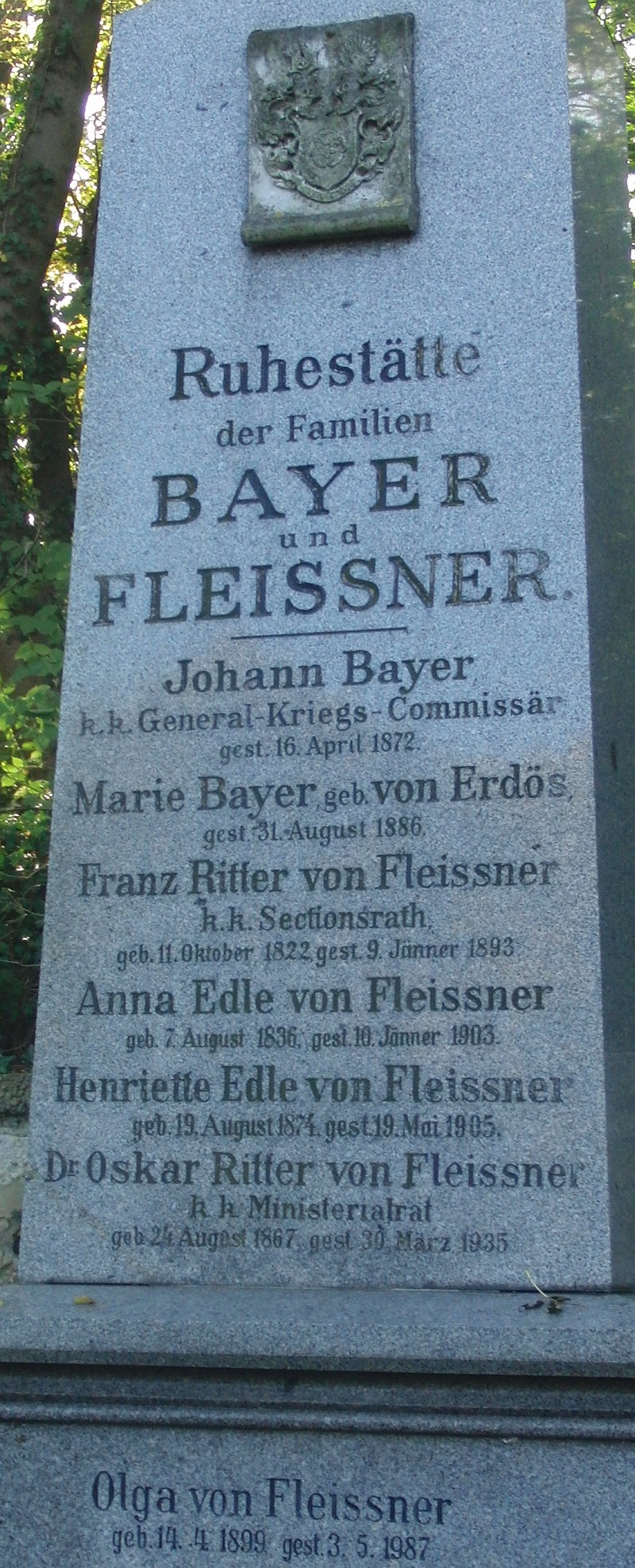 von Fleissner; Bayer; Bayer geb. von Erdös