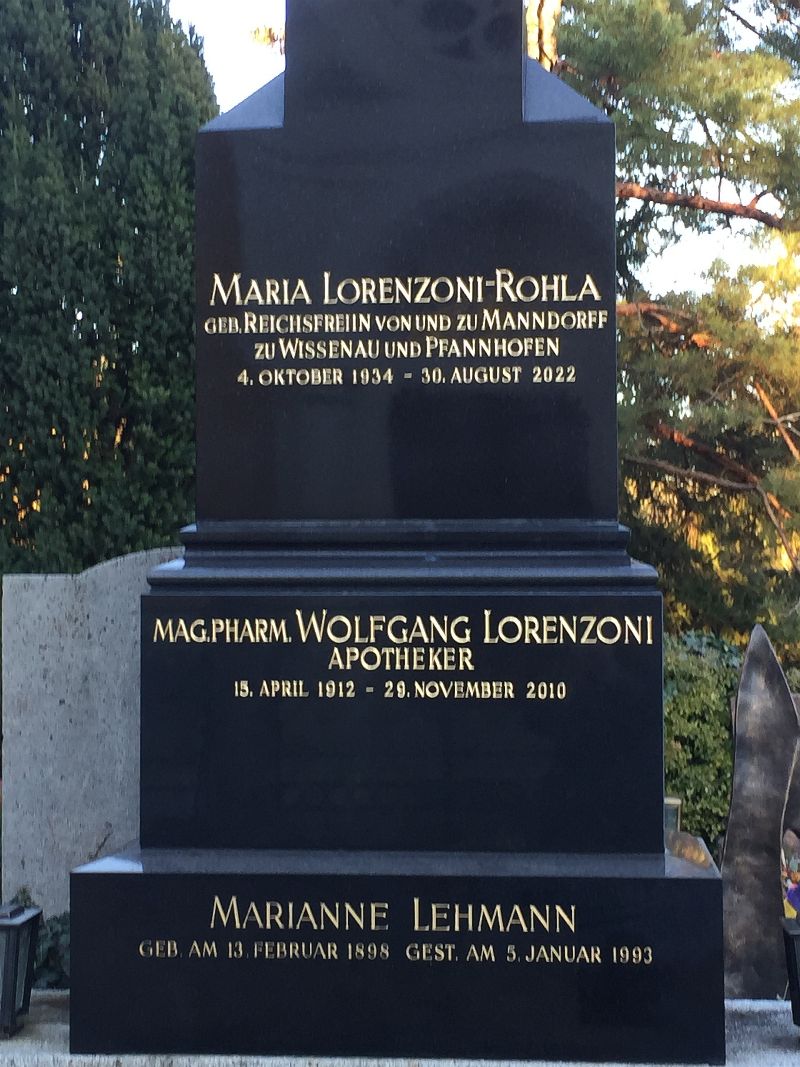 Lorenzoni; Rohla; Manndorff zu Wissenau und Pfannhofen; Lehmann