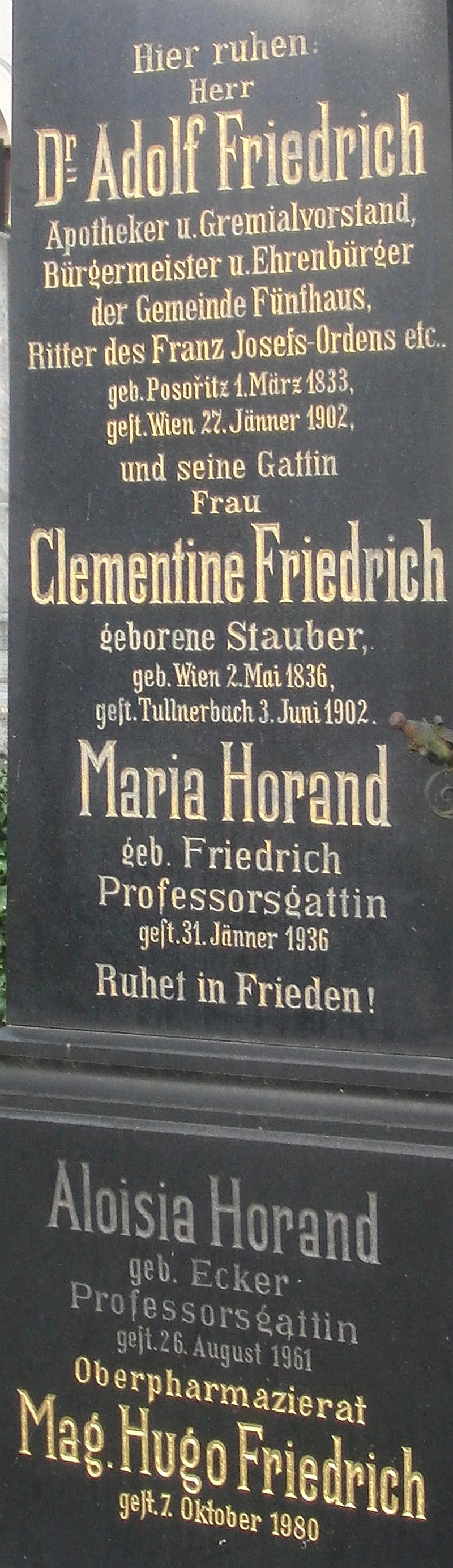 Friedrich; Horand geb. Friedrich; Friedrich geb. Stauber; Horand geb. Ecker