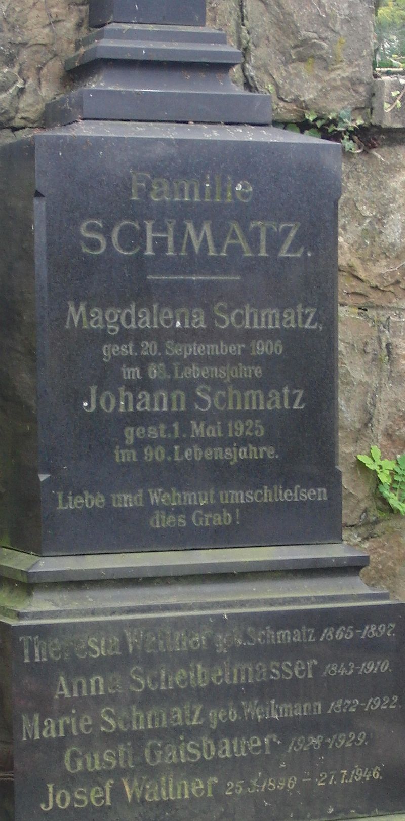 Schmatz; Wallner; Wallner geb. Schmatz; Scheibelmasser; Schmatz geb. Weikmann; Gaisbauer