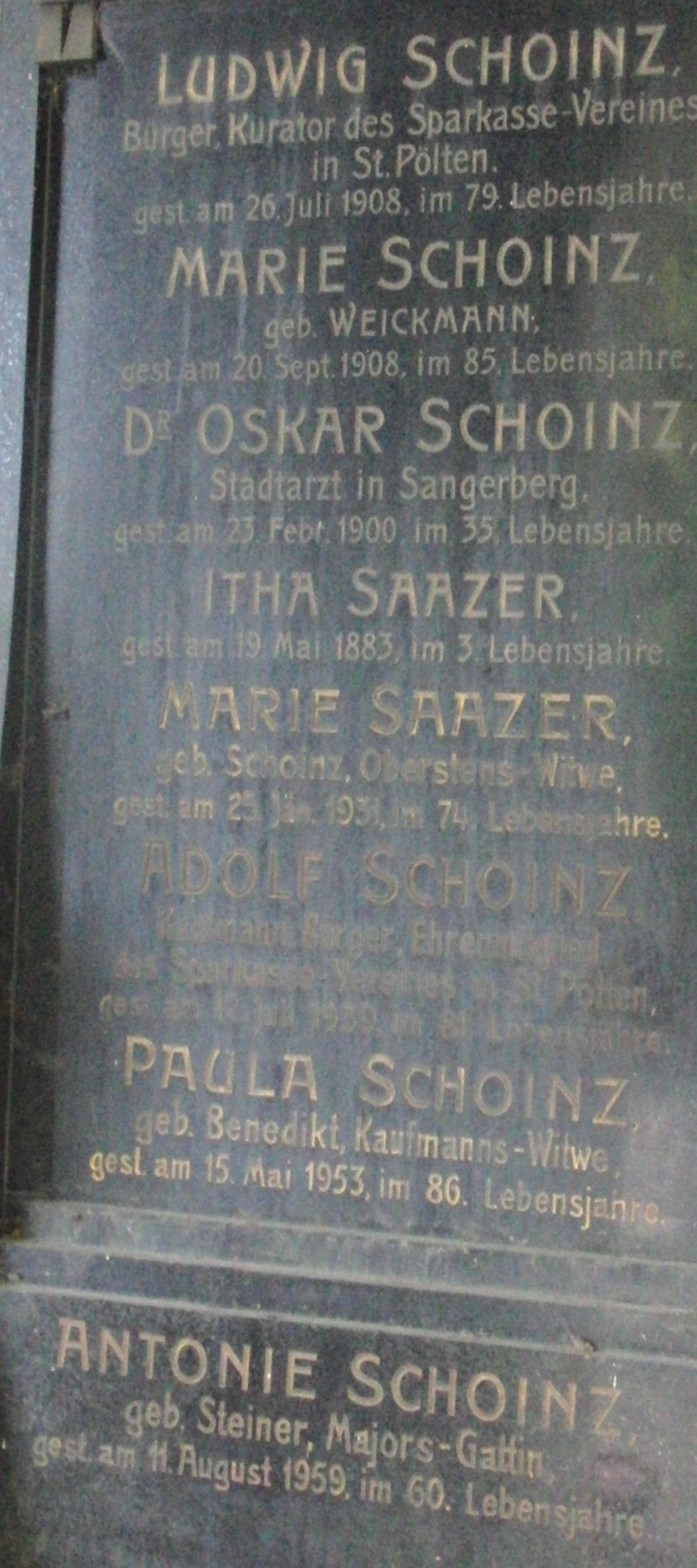 Schoinz; Schoinz geb. Weickmann; Saazer; Schoinz geb. Benedikt; Schoinz geb. Steiner