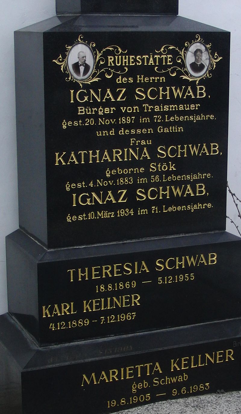 Schwab; Schwab geb. Stök; Kellner; Kellner geb. Schwab