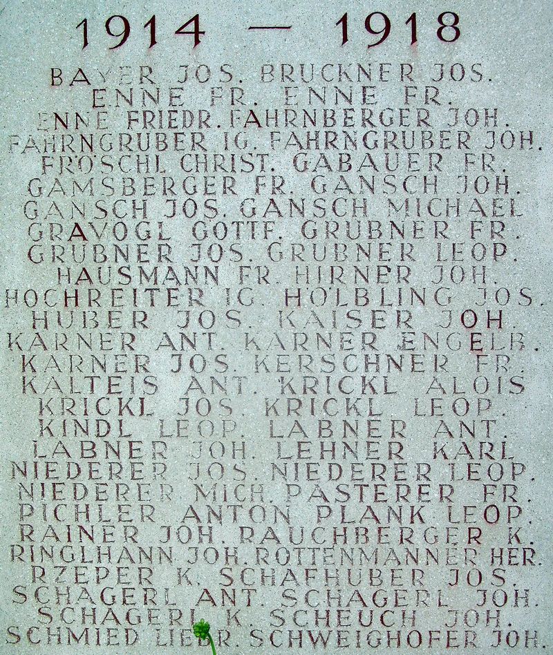 Kriegstote Frankenfels - 1. Weltkrieg
