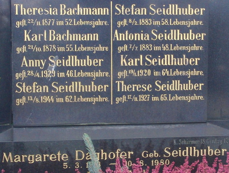 Bachmann; Seidlhuber; Daghofer geb. Seidlhuber