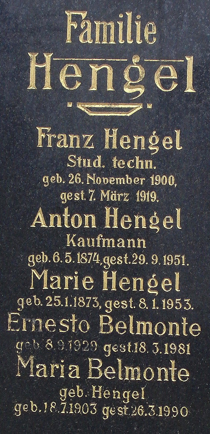 Hengel; Belmonte; Belmonte geb. Hengel