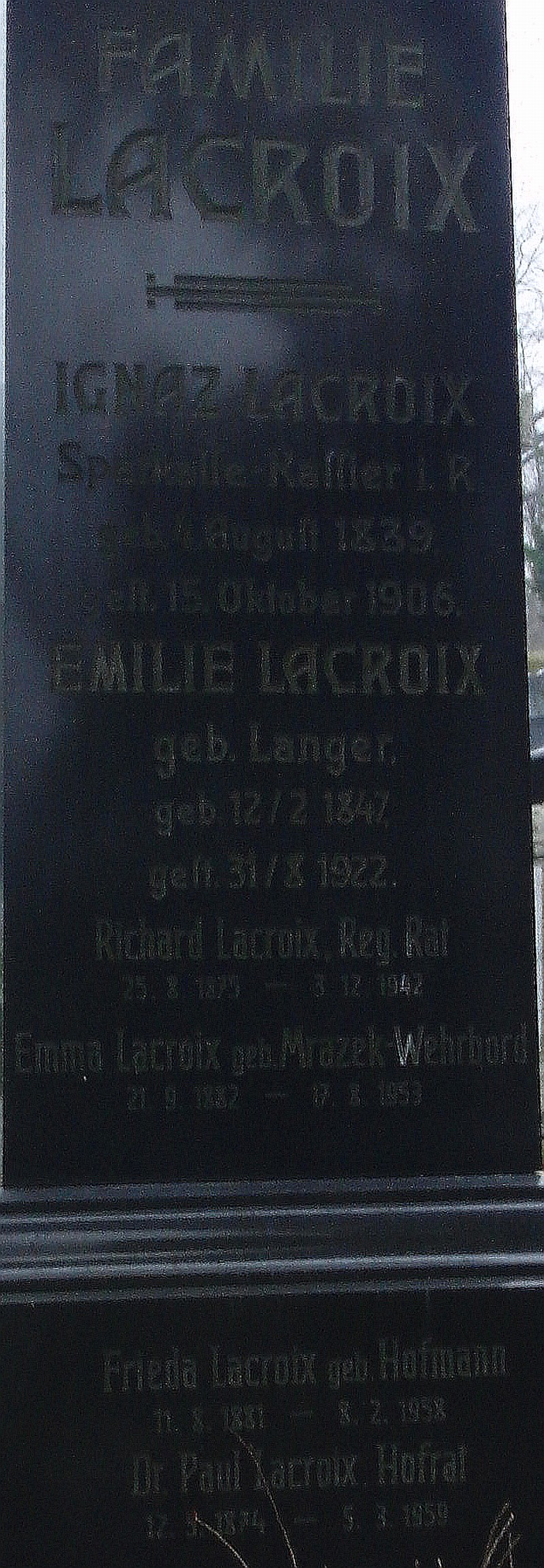 Lacroix; Lacroix geb. Langer; Lacroix geb. Mrazek-Wehrbord; Lacroix geb. Hofmann