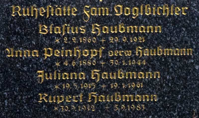 vulgo Joglbichler; Haubmann; Peinhopf verw. Haubmann