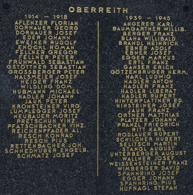 Kriegstote Oberreith 1.+2.WK