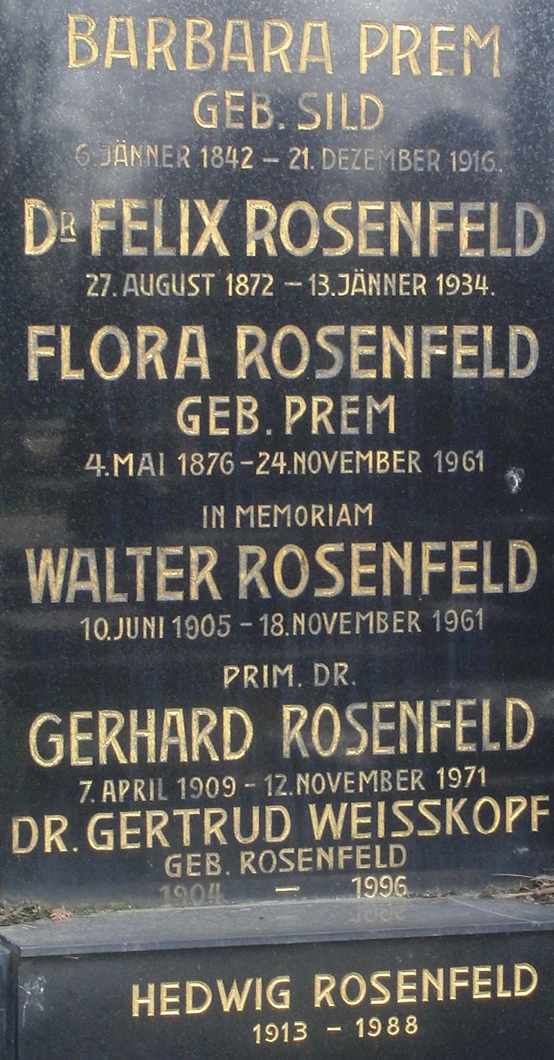 Rosenfeld; Prem geb. Sild; Rosenfeld geb. Prem; Weisskopf geb. Rosenfeld