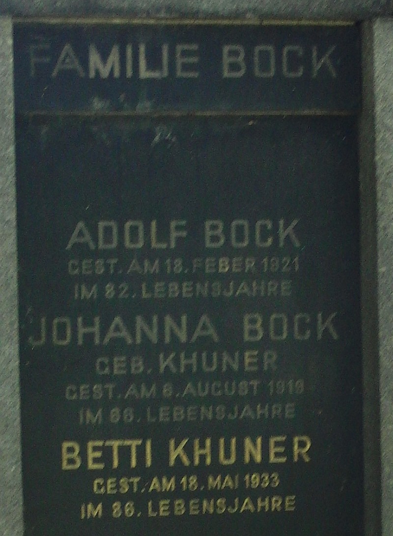 Bock; Bock geb. Khuner; Khuner