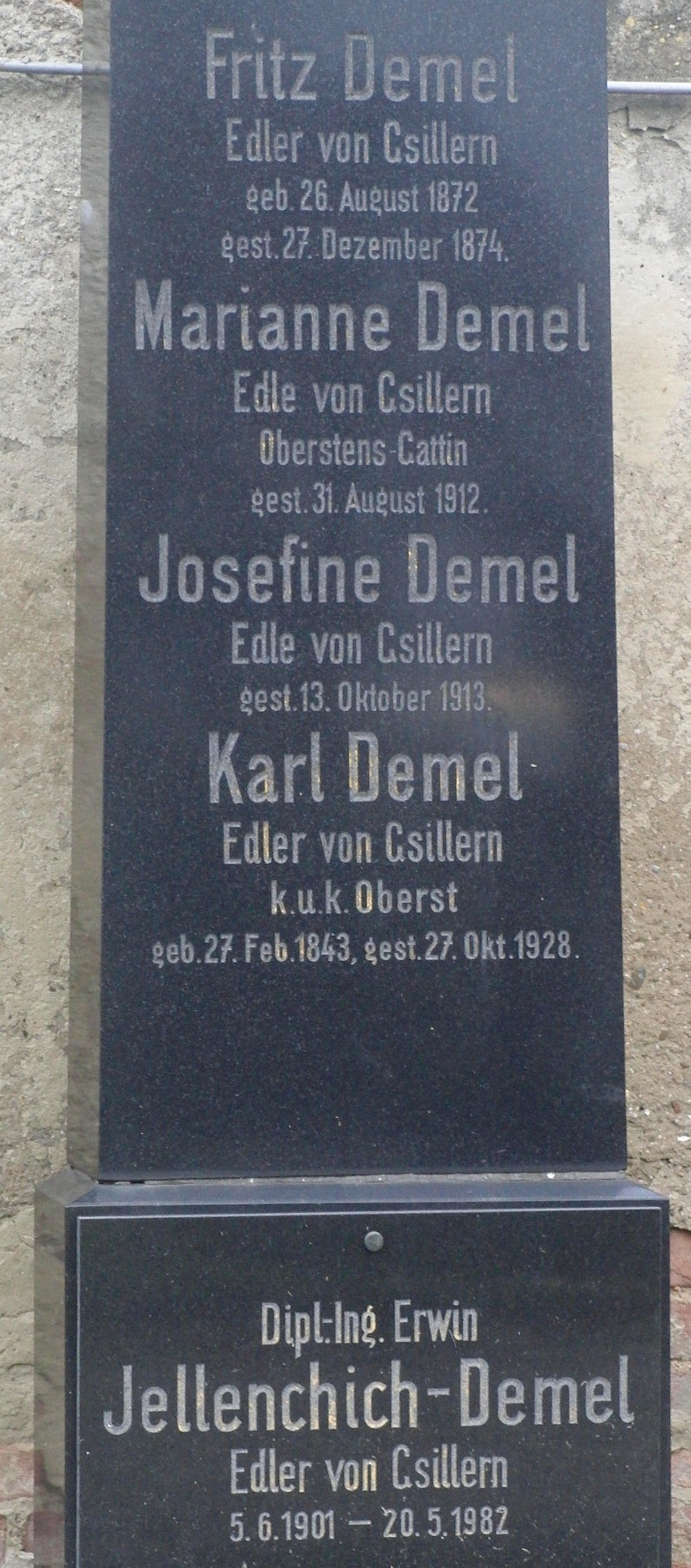 Demel von Csillern; Jellenich-Demel von Csillern