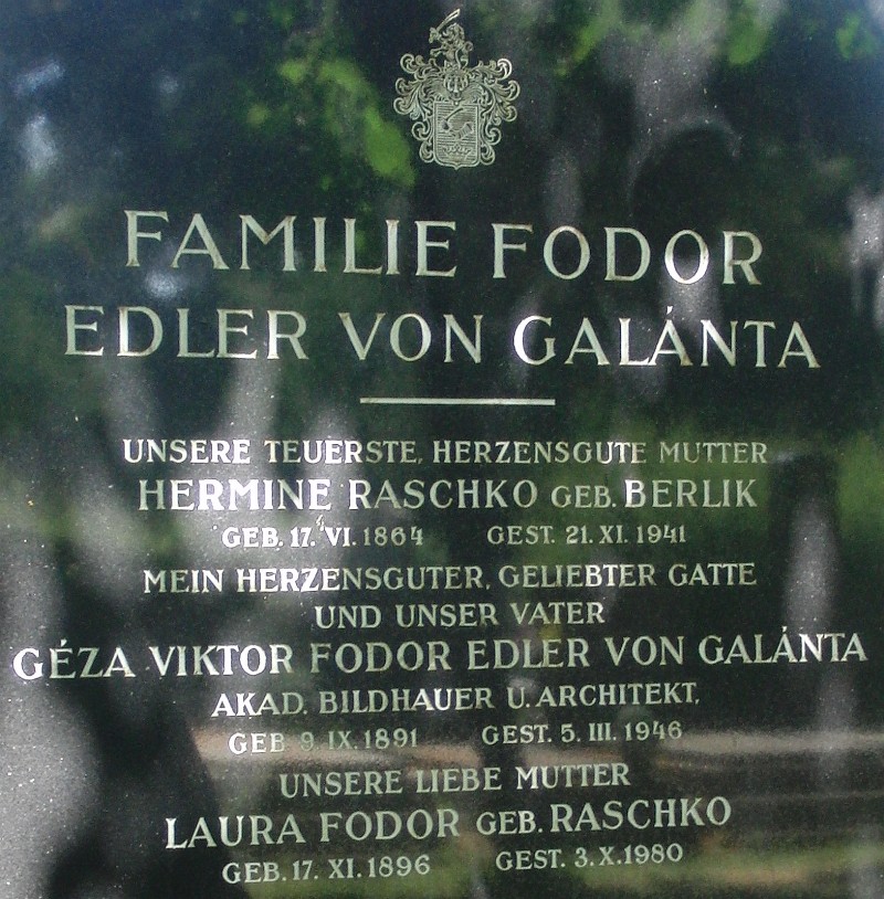 Fodor von Galanta; Fodor geb. Raschko; Raschko geb. Berlik